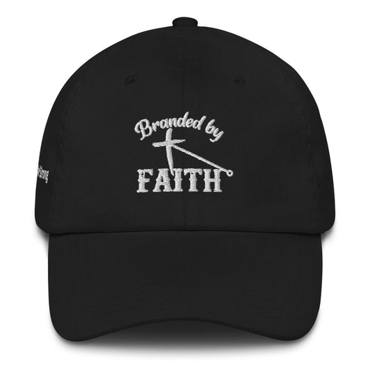 Branded by Faith - White Embroidery - Dad hat