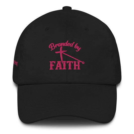 Branded by Faith - Pink Embroidery - Dad hat