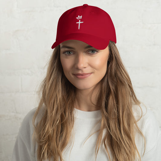 White Embroidery - Crown and Cross Logo - Dad hat