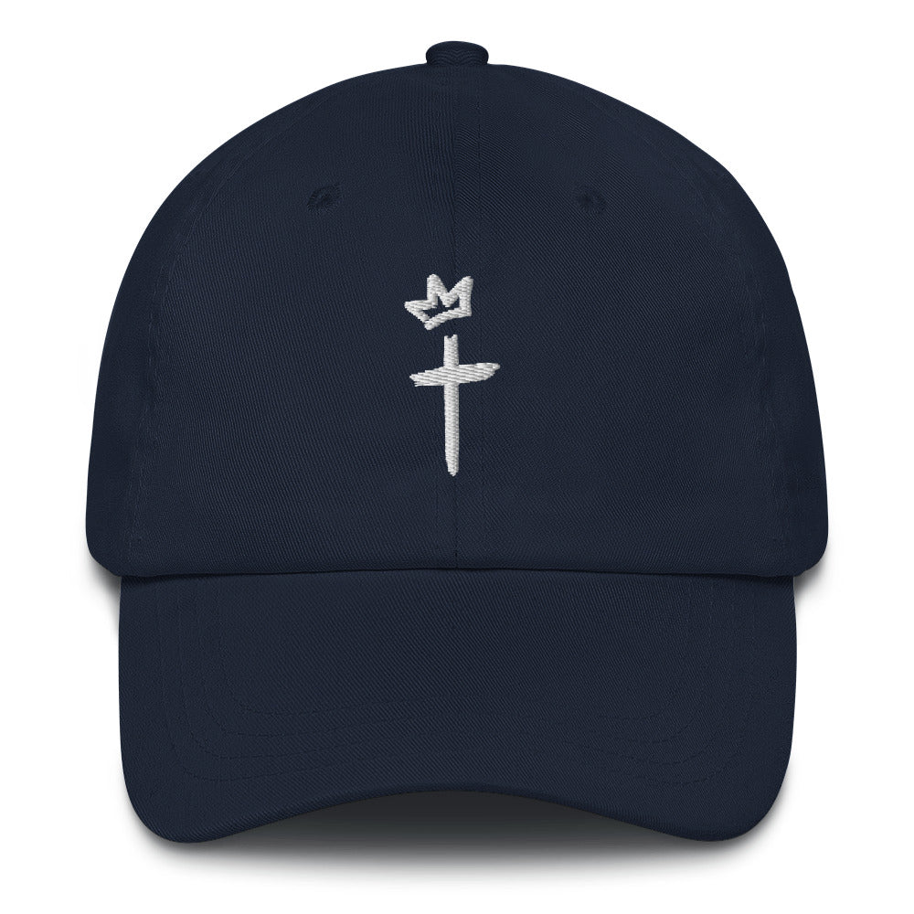 White Embroidery - Crown and Cross Logo - Dad hat