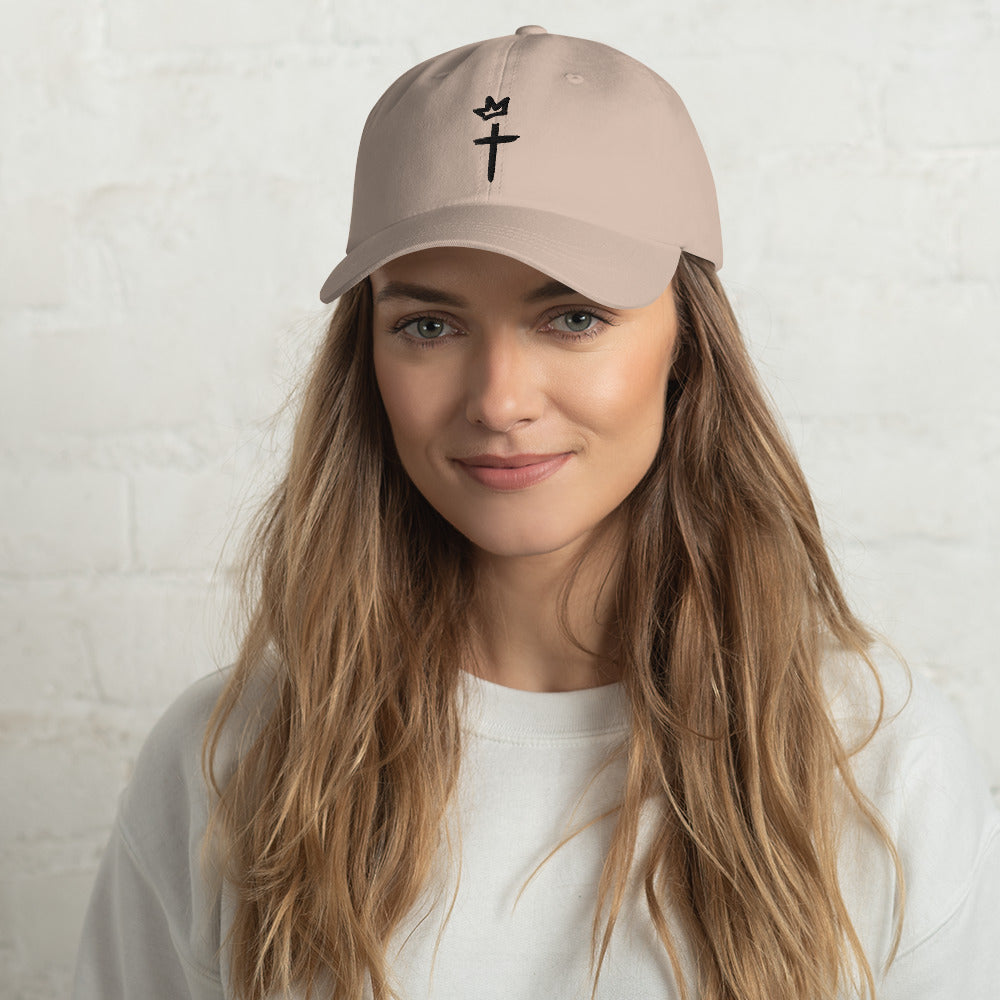 Black Embroidery - Crown and Cross Logo - Dad hat