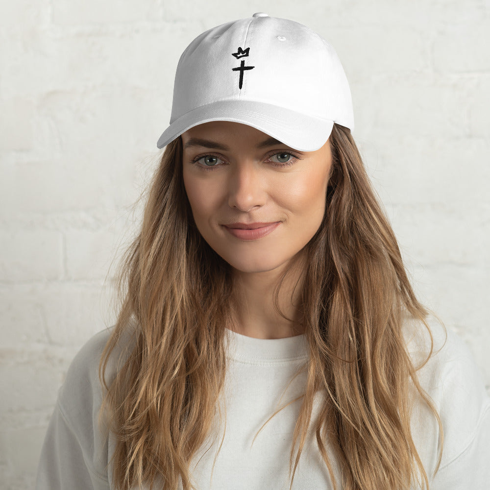 Black Embroidery - Crown and Cross Logo - Dad hat