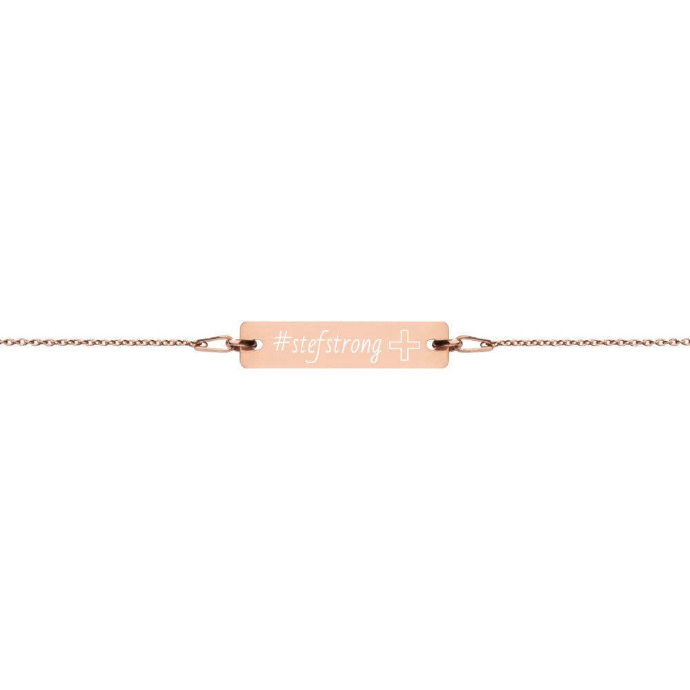 #StefStrong - Engraved Silver Bar Chain Bracelet