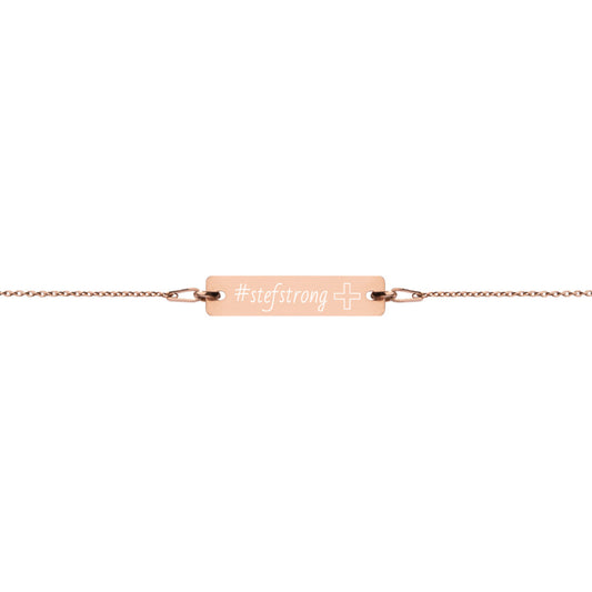 #StefStrong - Engraved Silver Bar Chain Bracelet