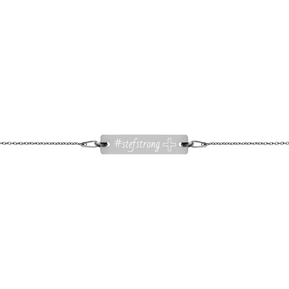 #StefStrong - Engraved Silver Bar Chain Bracelet