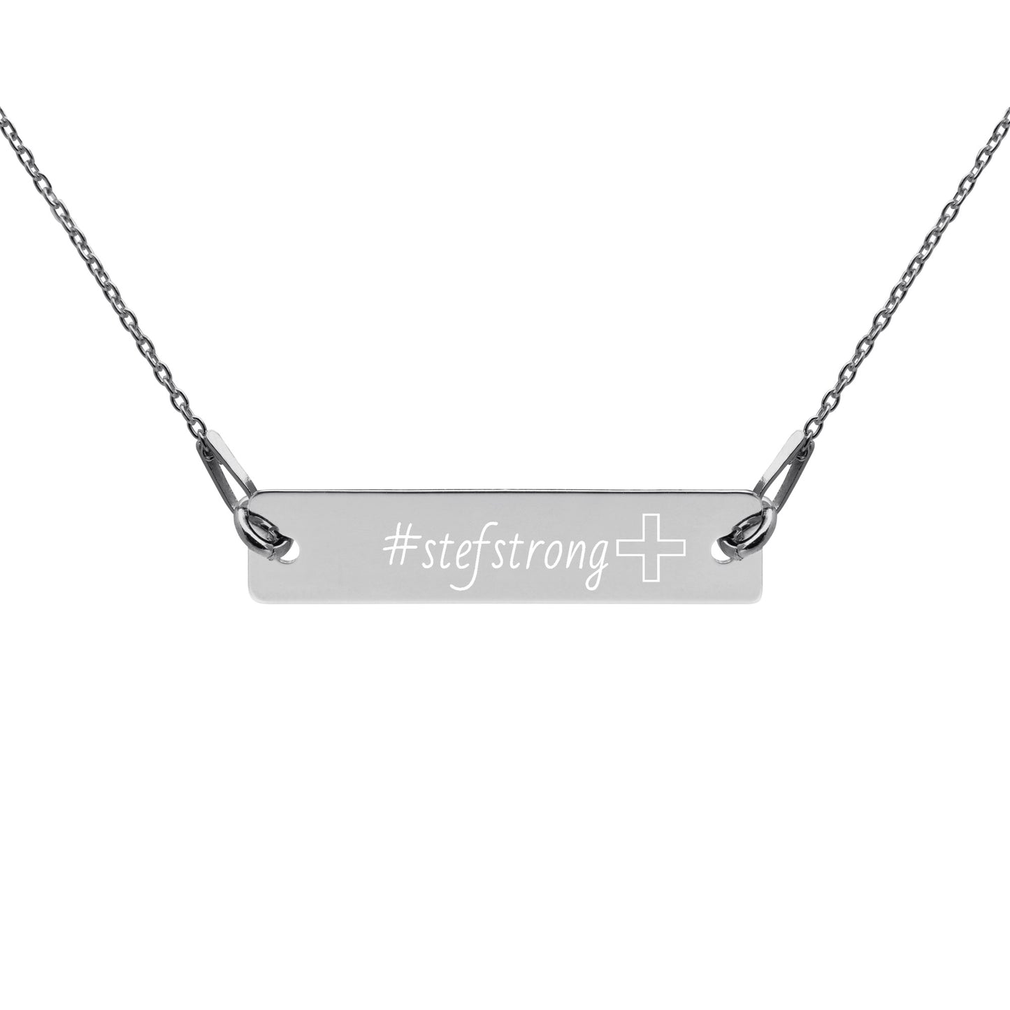 #StefStrong - Engraved Silver Bar Chain Necklace