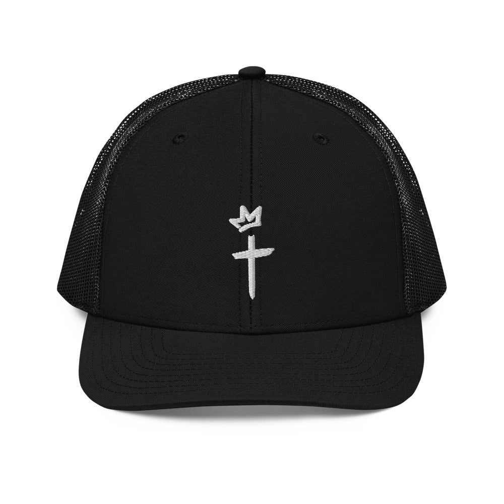 White Embroidery - Crown and Cross Logo - Trucker Cap