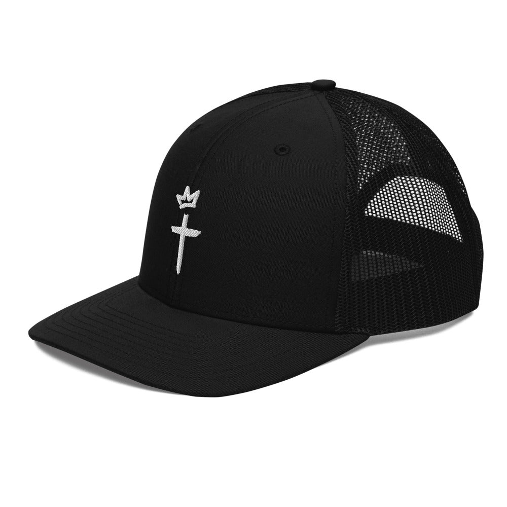 White Embroidery - Crown and Cross Logo - Trucker Cap