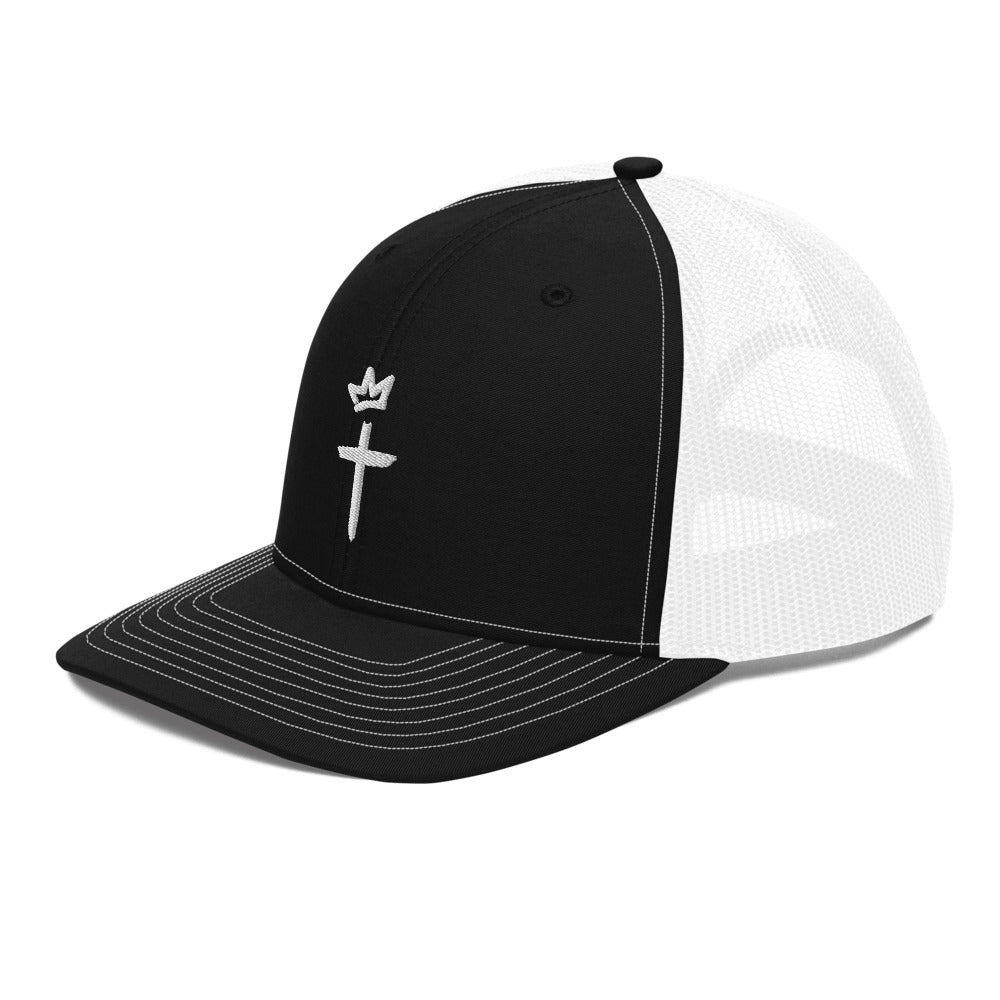 White Embroidery - Crown and Cross Logo - Trucker Cap