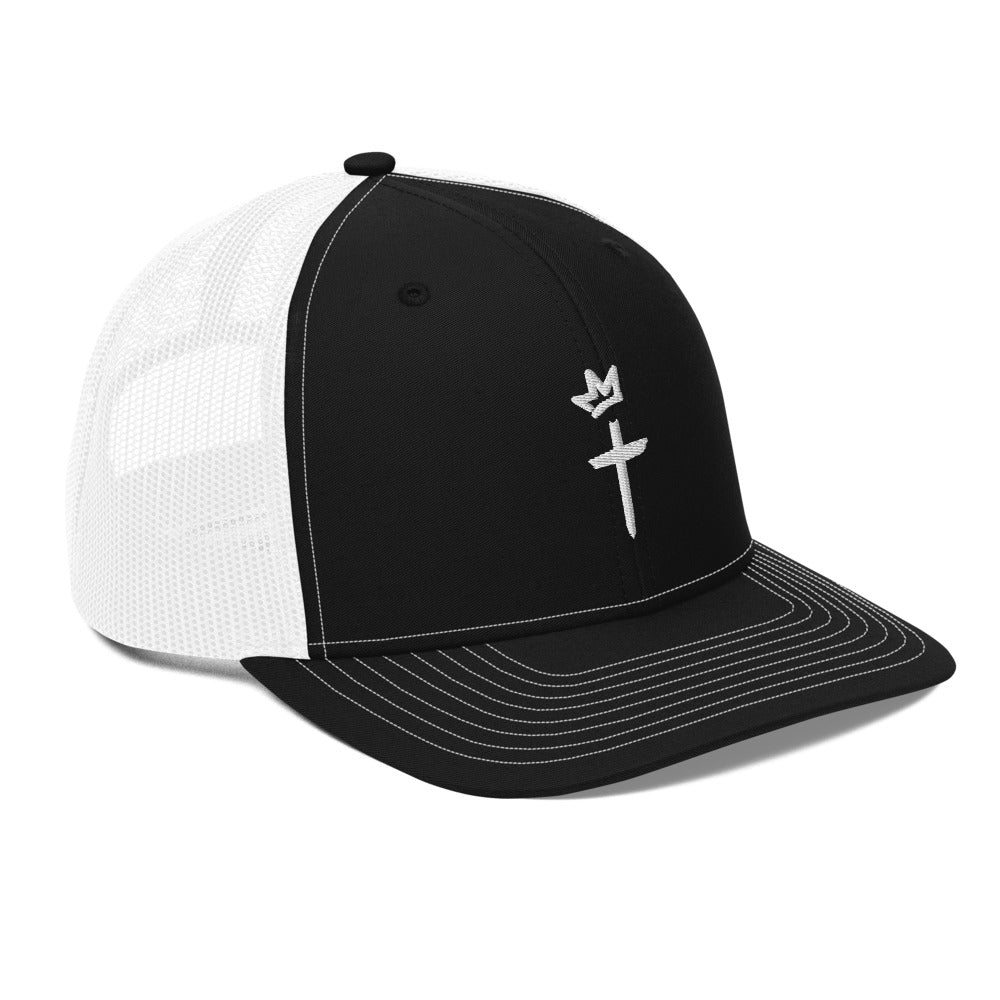 White Embroidery - Crown and Cross Logo - Trucker Cap