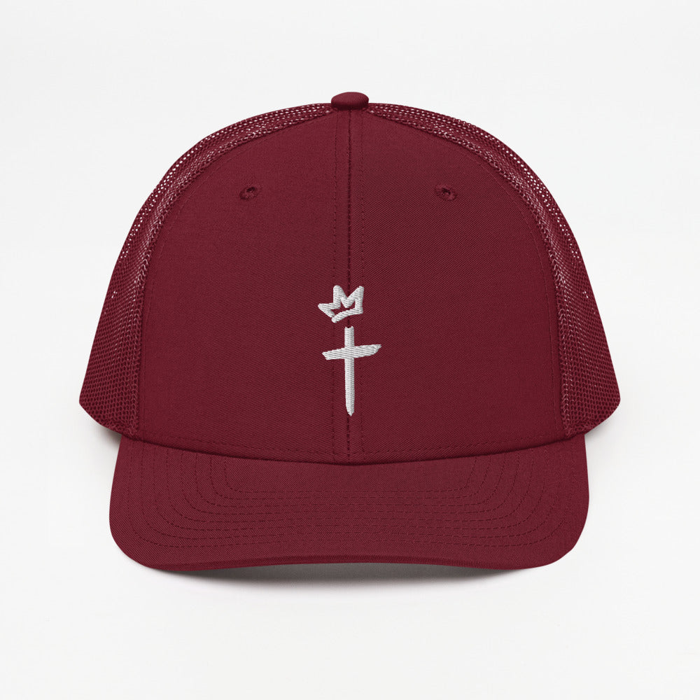 White Embroidery - Crown and Cross Logo - Trucker Cap