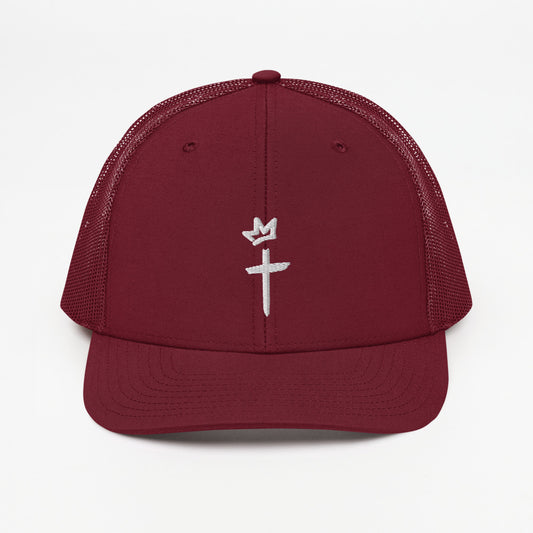 White Embroidery - Crown and Cross Logo - Trucker Cap