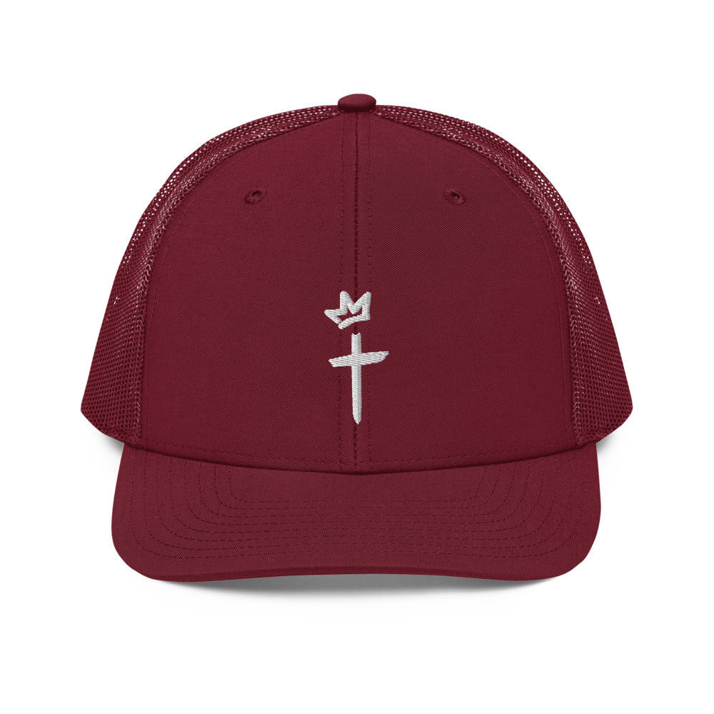 White Embroidery - Crown and Cross Logo - Trucker Cap