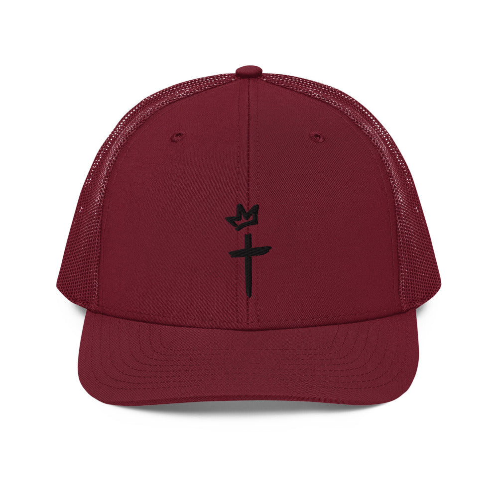 Black Embroidery - Crown and Cross Logo - Trucker Cap