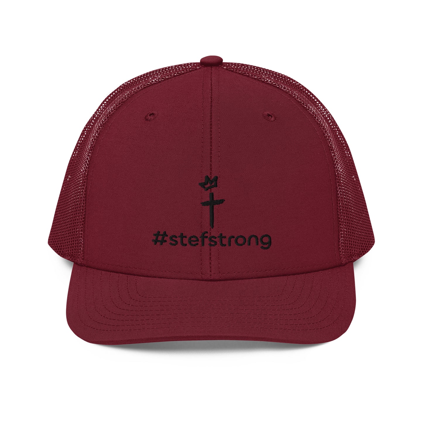 #StefStrong - Trucker Cap with Black Cross and Crown Logo