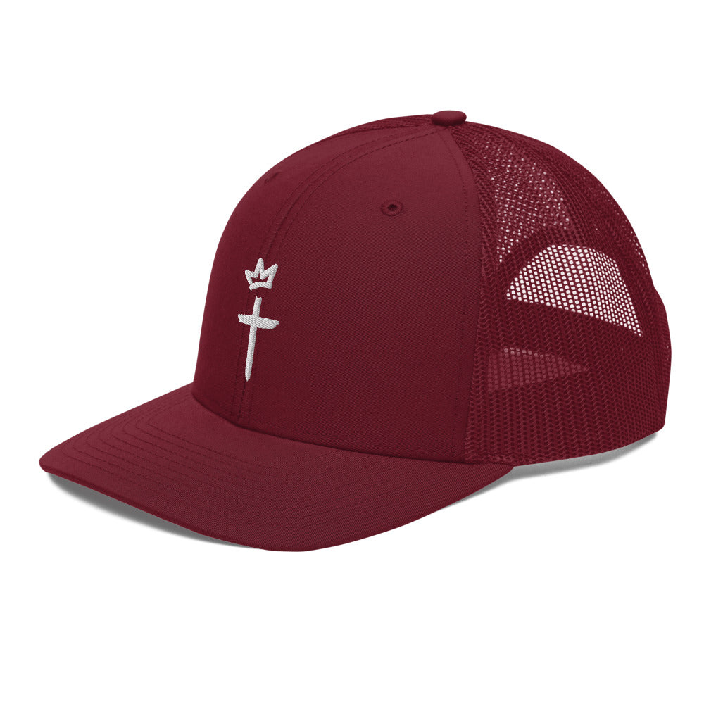 White Embroidery - Crown and Cross Logo - Trucker Cap