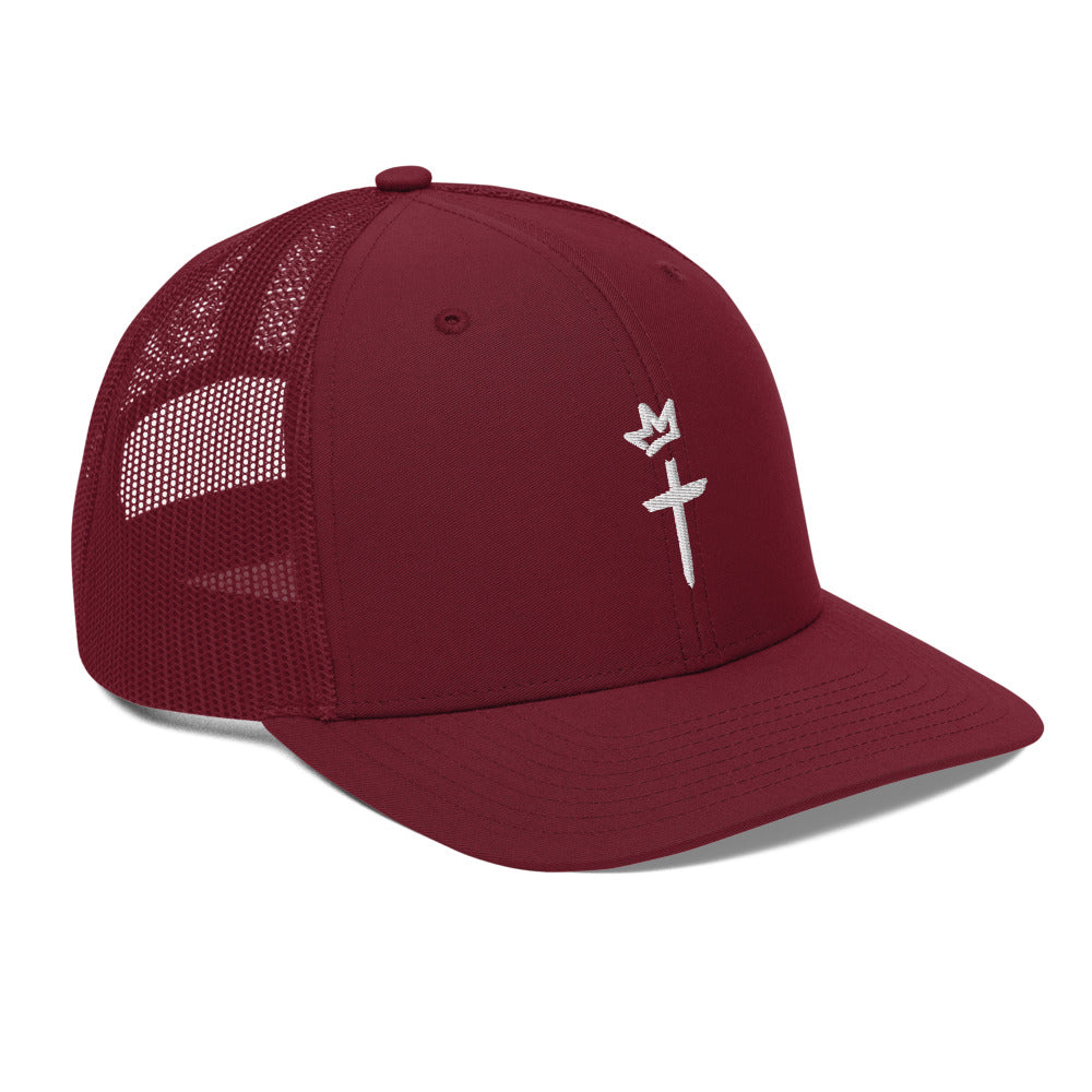 White Embroidery - Crown and Cross Logo - Trucker Cap