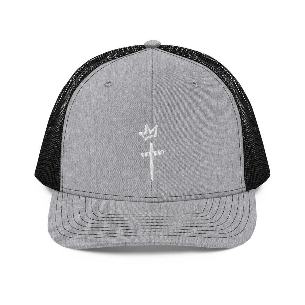 White Embroidery - Crown and Cross Logo - Trucker Cap