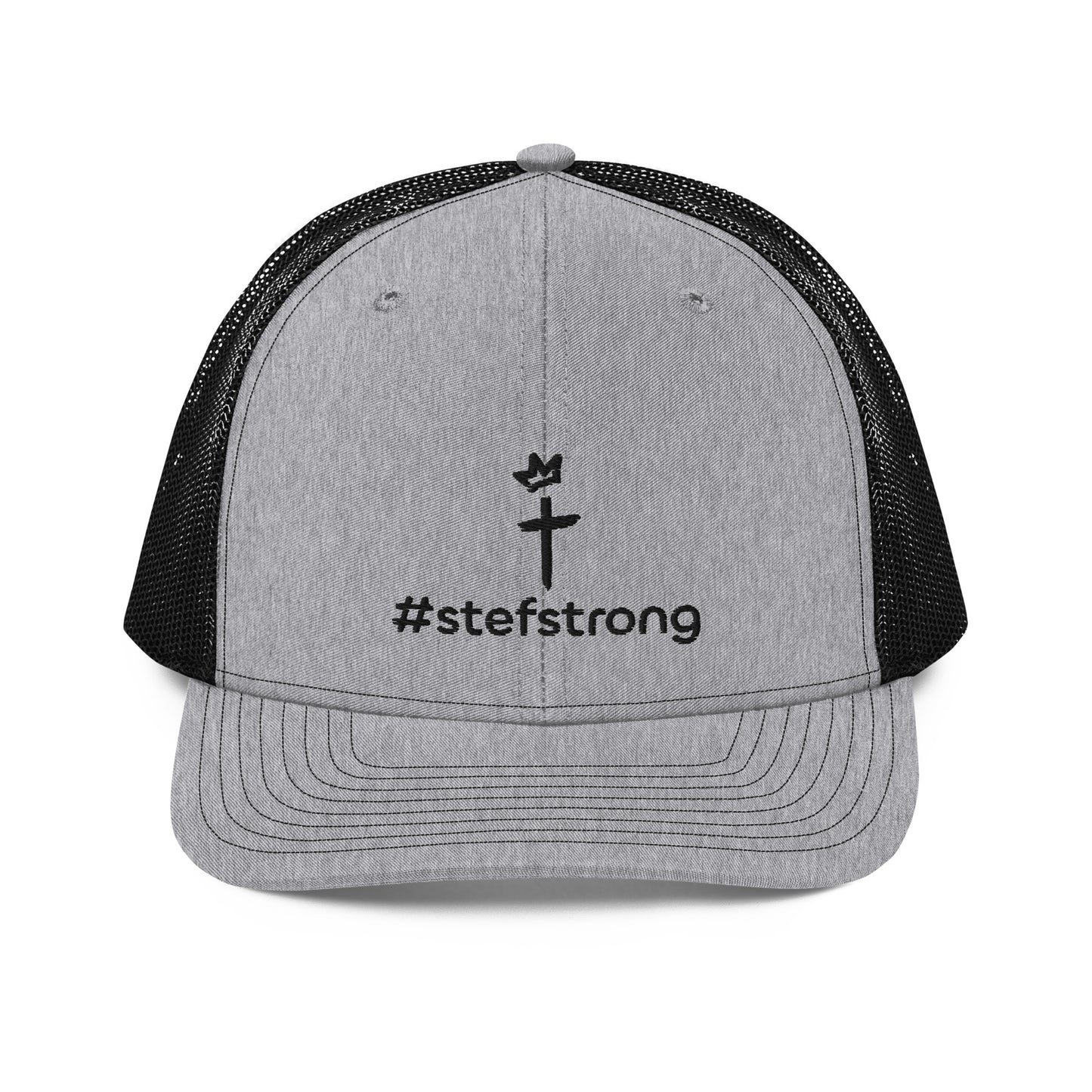 #StefStrong - Trucker Cap with Black Cross and Crown Logo