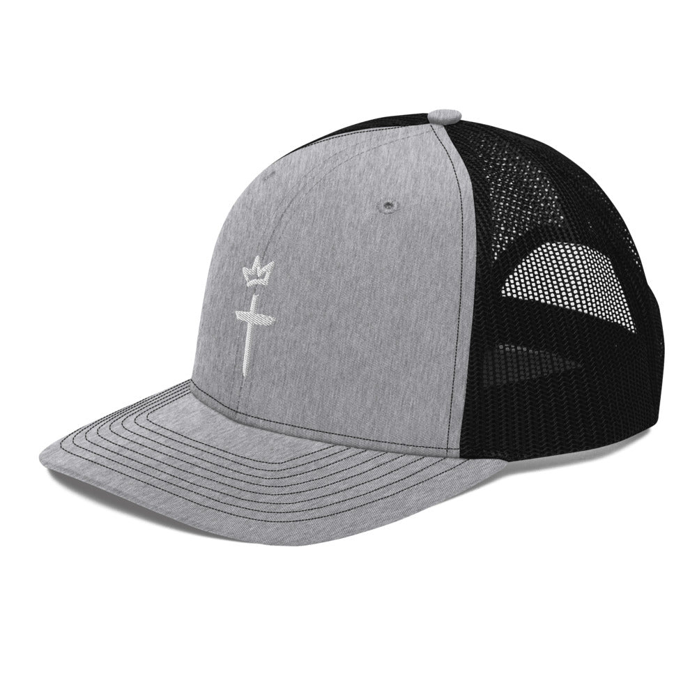 White Embroidery - Crown and Cross Logo - Trucker Cap