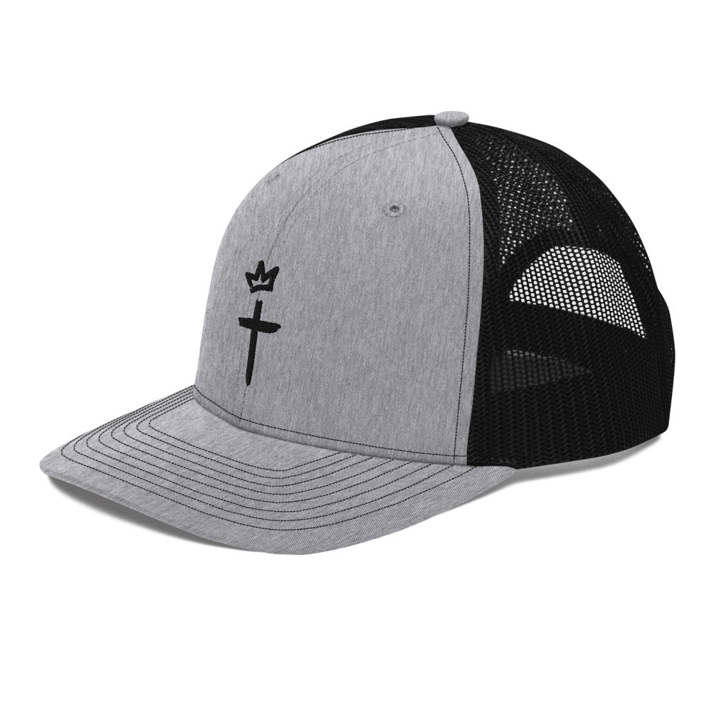 Black Embroidery - Crown and Cross Logo - Trucker Cap