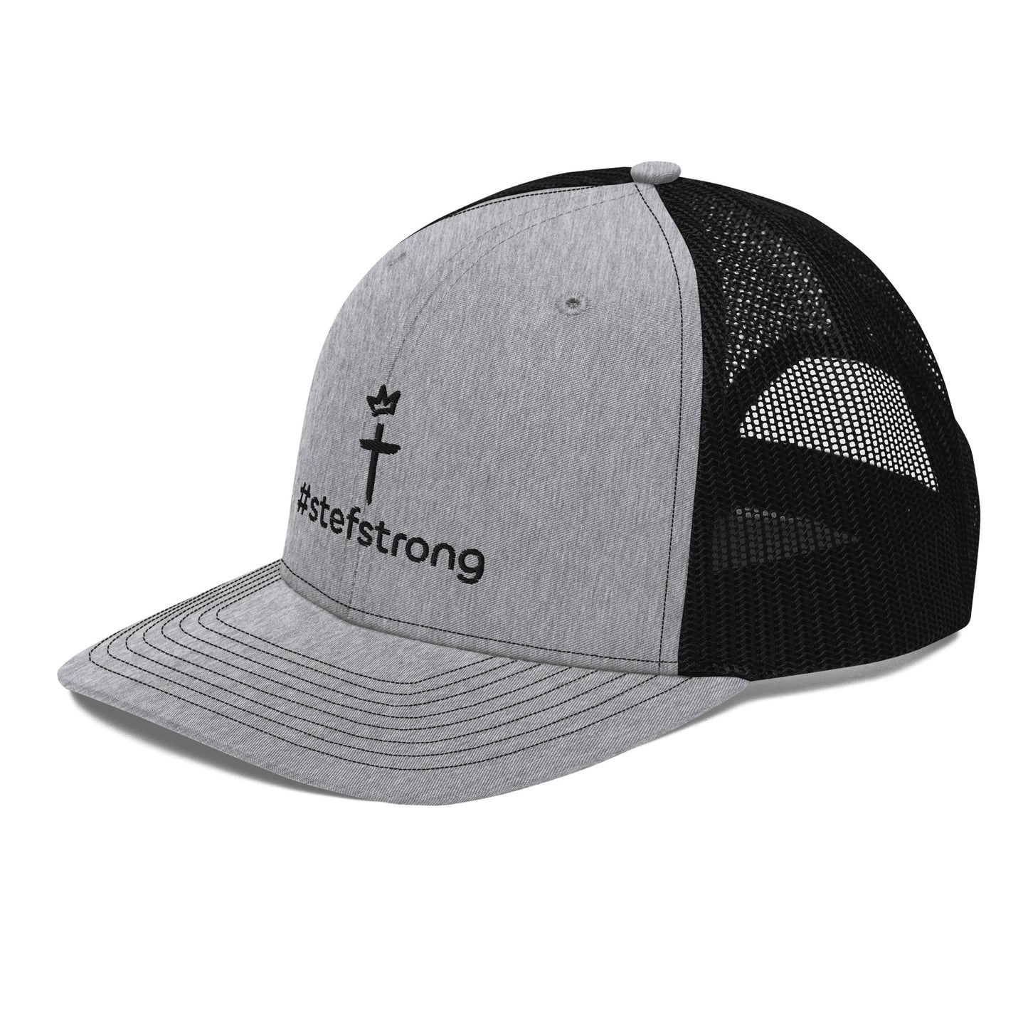 #StefStrong - Trucker Cap with Black Cross and Crown Logo