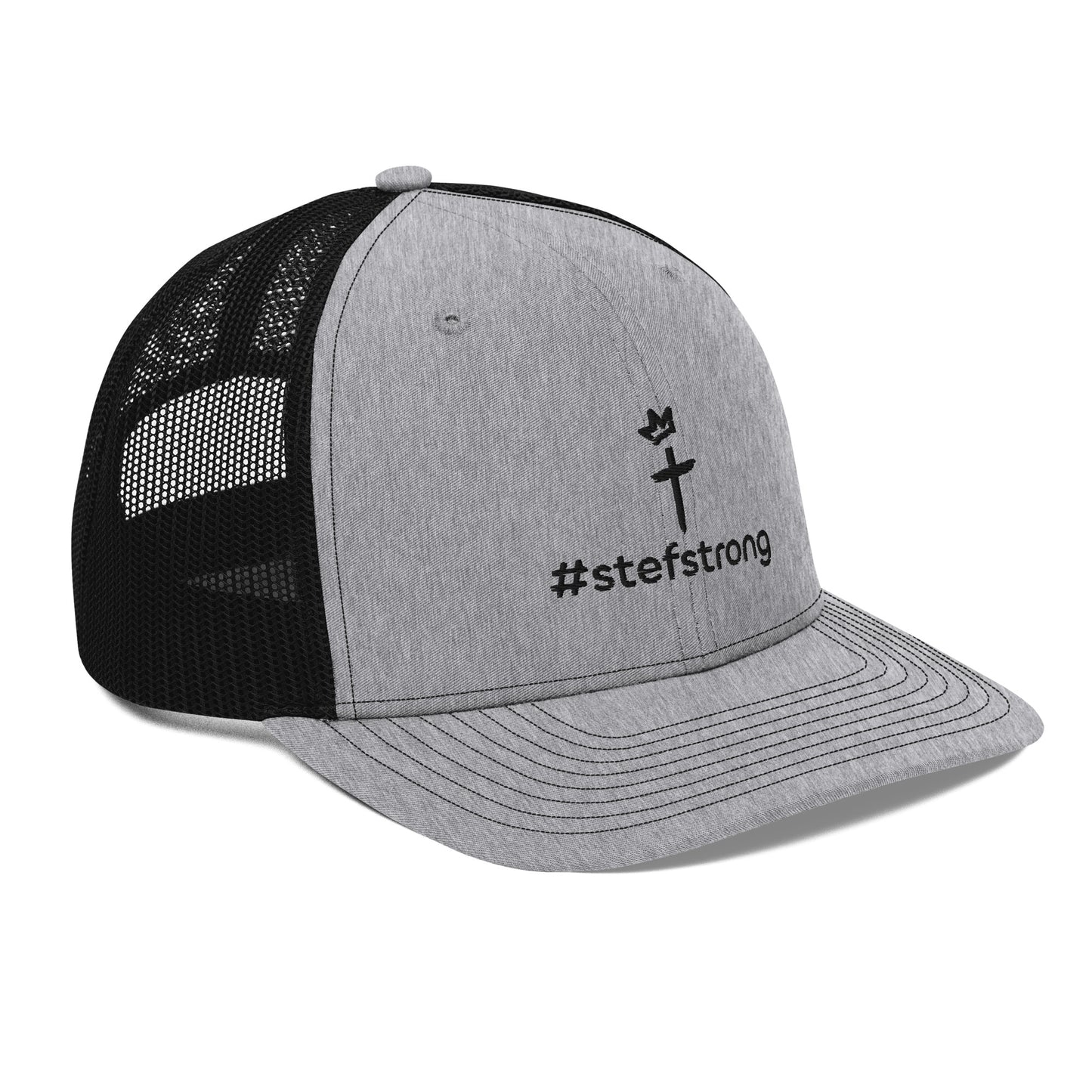 #StefStrong - Trucker Cap with Black Cross and Crown Logo