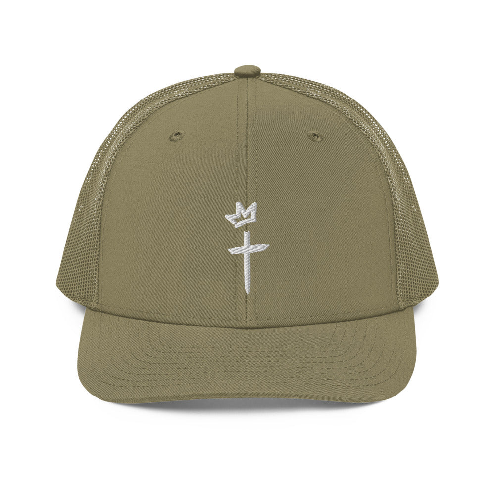 White Embroidery - Crown and Cross Logo - Trucker Cap