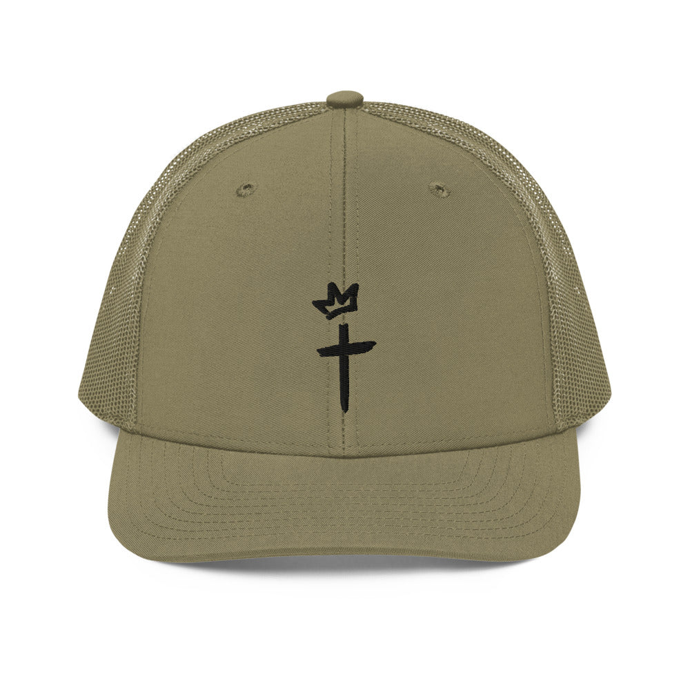 Black Embroidery - Crown and Cross Logo - Trucker Cap