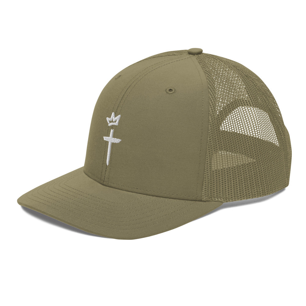 White Embroidery - Crown and Cross Logo - Trucker Cap