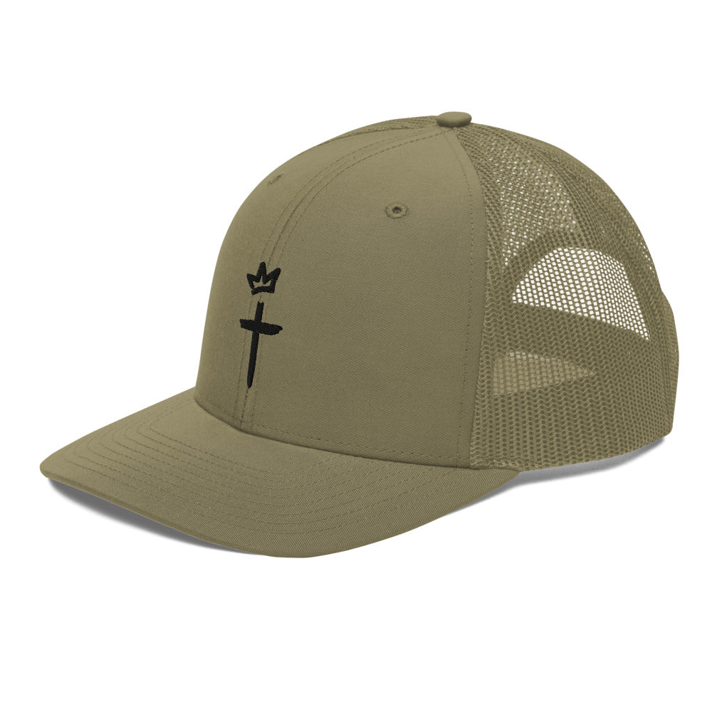 Black Embroidery - Crown and Cross Logo - Trucker Cap