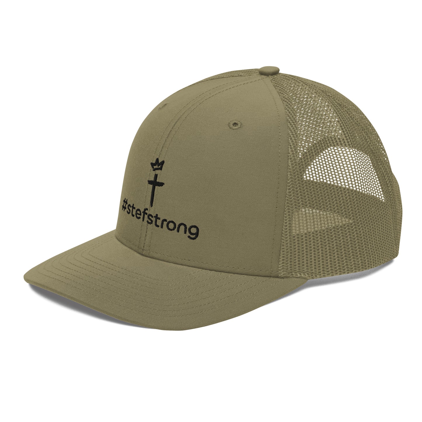 #StefStrong - Trucker Cap with Black Cross and Crown Logo