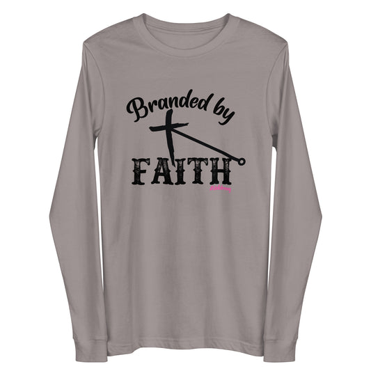 Branded by Faith - With Pink #StefStrong - Unisex Long Sleeve Tee